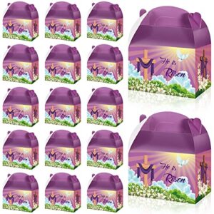 lincia 48 pcs easter treat box religious candy container paper gift gable boxes he is risen boxes with handles for candy cookies easter school party favors, 5.91 x 3.54 x 3.54 inch
