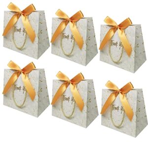 15pack thank you gift bags with handles,waterproof party favor bags bulk with golden bow ribbon medium treat bags for wedding bridesmaid celebration baby shower(7.2×3.9×6.2inch)