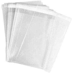 vwmyq 100 pcs clear 7″ x 10″ self seal cello cellophane bags resealable poly bags 2.8 mils for cookie, candy, gift bakery, prints, photos, cards & envelopes, party decorative