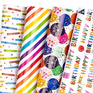 wrapaholic birthday wrapping paper sheet – 12 sheets folded flat with 12 gift tags for party, baby shower – 19.7 inch x 27.5 inch per sheet
