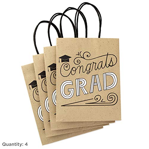 Hallmark 7" Small Graduation Gift Bags (Pack of 4: Congrats Grad) for High School, College, 8th Grade, Kindergarten, Nursing School Graduates