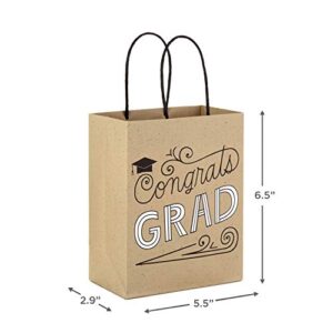 Hallmark 7" Small Graduation Gift Bags (Pack of 4: Congrats Grad) for High School, College, 8th Grade, Kindergarten, Nursing School Graduates