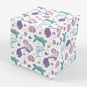 stesha party mermaid wrapping paper dolphin turtle ocean gift wrap 30 x 20 inch (3 sheets)