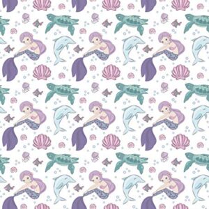 Stesha Party Mermaid Wrapping Paper Dolphin Turtle Ocean Gift Wrap 30 x 20 Inch (3 Sheets)