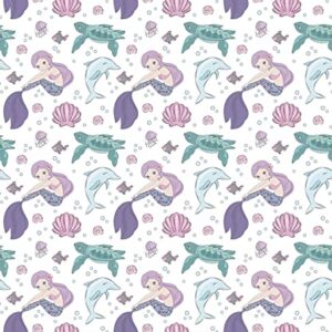 Stesha Party Mermaid Wrapping Paper Dolphin Turtle Ocean Gift Wrap 30 x 20 Inch (3 Sheets)