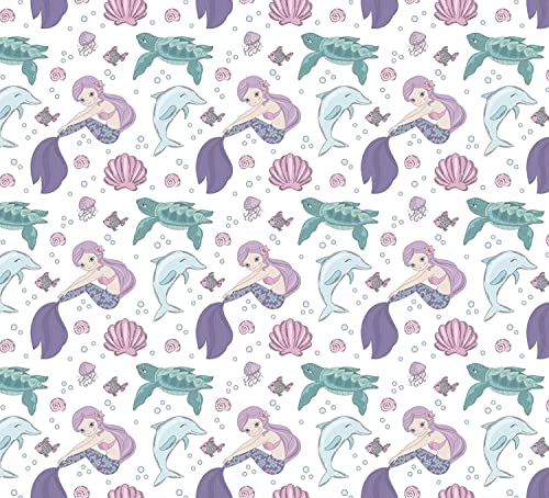 Stesha Party Mermaid Wrapping Paper Dolphin Turtle Ocean Gift Wrap 30 x 20 Inch (3 Sheets)