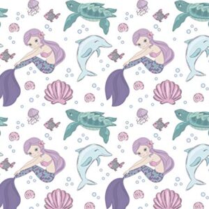 Stesha Party Mermaid Wrapping Paper Dolphin Turtle Ocean Gift Wrap 30 x 20 Inch (3 Sheets)