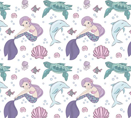 Stesha Party Mermaid Wrapping Paper Dolphin Turtle Ocean Gift Wrap 30 x 20 Inch (3 Sheets)