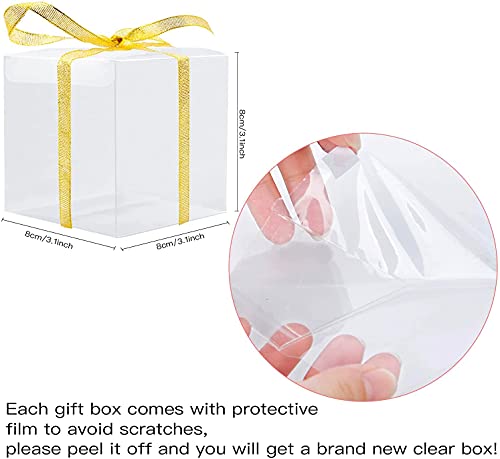 Coobbar Clear Candy Gift Box,30 Pack Empty Clear PVC Plastic Boxes Gift Boxes for Party Favors, Wedding, Birthday Presents, Candy, Cupcakes, Jewelry,Christmas Gift Packing (2 x 2 x 2 Inch)