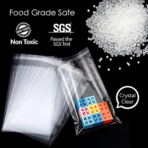 LEOSINDA 100pcs 4 X 5 Clear Resealable Cellophane Bags Treat Bags Cookie Bags Cello Candy Bags Self Sealing Adhesive Gift Wrap Plastic Small Business Packaging 1.3mil