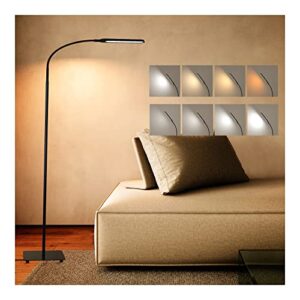 koopala led floor lamp, bright tall standing lamp with 4 brightness levels&4 color temperatures, adjustable gooseneck, touch control, standard lamp, for study/living room/bedroom/office/reading-black