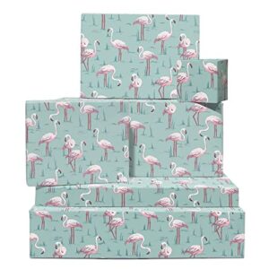 central 23 flamingo wrapping paper – 6 sheets of gift wrap and tags – kids wrapping paper – for men and women – birthday wrapping paper for boys girls – comes with stickers – recyclable