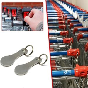 Fusiontec Mini Aluminum Alloy Key Ring Shopping Trolley Tokens - Small Aldi Quarter Holder Keychain for Grocery Shopping Cart, 2 Pcs Silvery