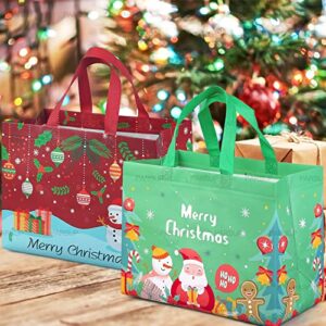 PARSUP 8PCS Christmas Gift Bags,Christmas Tote Bags with Handles, Christmas Treat Bags, Multifunctional Non-Woven Christmas Bags for Gifts Wrapping Shopping, Xmas Party Supplies, 12.8"×9.8"×6.7"