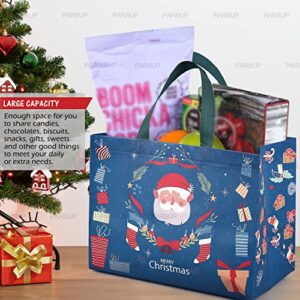 PARSUP 8PCS Christmas Gift Bags,Christmas Tote Bags with Handles, Christmas Treat Bags, Multifunctional Non-Woven Christmas Bags for Gifts Wrapping Shopping, Xmas Party Supplies, 12.8"×9.8"×6.7"