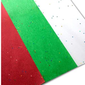 christmas tissue paper for gift bags 50 sheets | red green and white christmas sheets- glittery colorful sparkle christmas wrapping tissue paper 20 x 20″ tissue sheets