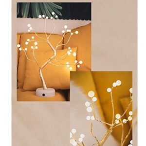 MYSNKU DIY Led Desk Tree Lamp, Desk Table Decor 36 Pearl LED Lights for Home,Bedroom, Indoor,Wedding Party,Decoration Touch Switch Battery Powered or USB Adapter (Nordic)