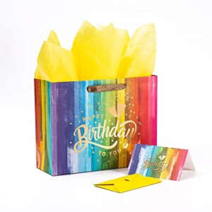 mixmecy 13″ 16.5″ large and extra large gift bags for birthday party with tissue paper, card，surprise envelope