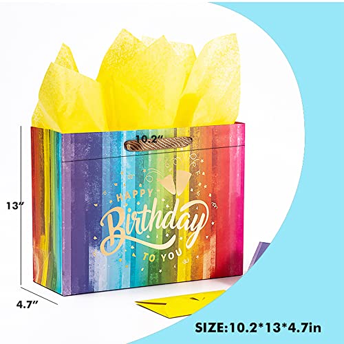 MIXMECY 13" 16.5" Large and Extra Large Gift bags for Birthday Party with Tissue Paper, Card，Surprise envelope