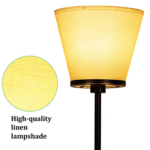 Floor Lamp for Living Room, Simple Modern Black Floor Lamp for Bedroom Office, 3 Color Temperatures Tall Standing Floor Lamp with Foot Switch, (9W LED Bulb, White Lampshade Included).