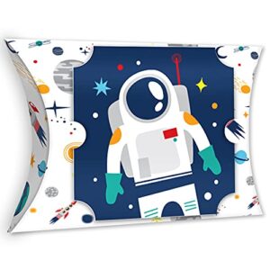 Big Dot of Happiness Blast Off to Outer Space - Favor Gift Boxes - Rocket Ship Baby Shower or Birthday Party Large Pillow Boxes - Set of 12