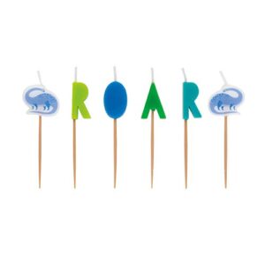 unique roar dinosaurs pick candles (6 pcs) – 1 pack, multicolor, one size