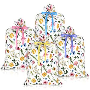 TaoBary 4 Pcs Large Gift Bags Jumbo Wedding Gift Bag Plastic Oversized Plastic Storage Bags 48"x 36" with 4 Rolls Ribbons for New Parents Baby Shower Birthday Engagement Christmas Party