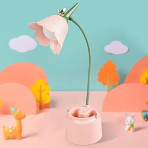 neporal small desk lamp, rechargeable led desk lamp touch control with 360° bendable adjustable neck , kawaii room accessories, dimmable cute desk lamp, pink