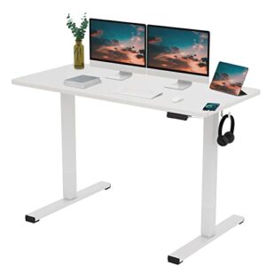 flexispot standing desk electric stand up desk with 55 x 24 splice desktop ergonomic memory controller height adjustable desk e150 (white frame + 55″ white desktop)