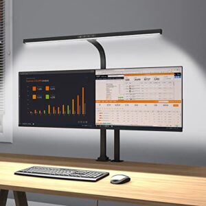 desk lamps for home office, 31.5” wide 24w led desk lamp with auto dimming -6 color modes and stepless dimming desk lamp perfect for multi-monitor workstations, home office, drawing, reading