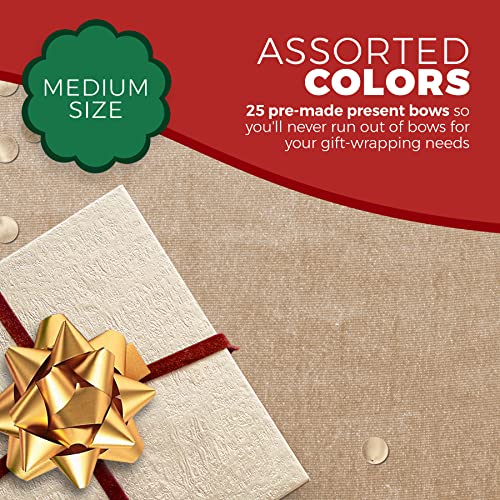 2" Medium Size Gift Bows – (Pack of 30) Assorted Colored Pre-Made Present Bows - Ready to Use Peel and Stick Solid Color Present Bows for Many Gift Giving Occasions Holidays Birthdays Christmas