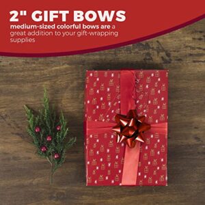 2" Medium Size Gift Bows – (Pack of 30) Assorted Colored Pre-Made Present Bows - Ready to Use Peel and Stick Solid Color Present Bows for Many Gift Giving Occasions Holidays Birthdays Christmas