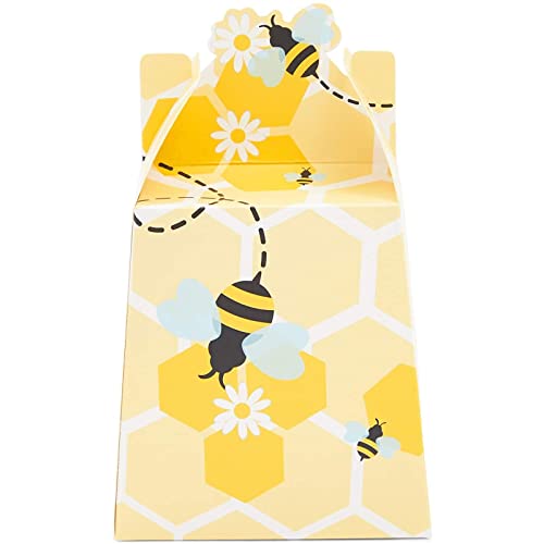 Paper Treat Boxes for Bee Party Favors (3.5 x 3.5 x 5.5 in, 50 Pack)