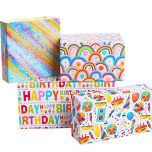 RiukRaiu Birthday Wrapping Paper for Kids Boys Girls - Gift Wrapping Paper with Rainbow, Music Party - Suitable For Birthday, Baby Shower, Party, Holiday - Pack Of 8 Sheets 20 x 29 Inch, Folded Flat