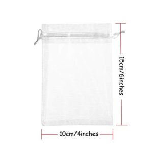 Volanic 100PCS 4X6 Inch Sheer Organza Bags with Drawstring for Candy Jewelry Party Wedding Favor Gift