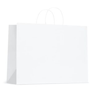 ucgou 16x6x12 gift bags white paper bags with handles 25pcs large shopping bags for small business party favor bags bulk craft bags retail bags grocery bags