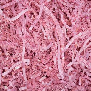 magicwater supply crinkle cut paper shred filler (2lb) for gift wrapping & basket filling – diamond light pink