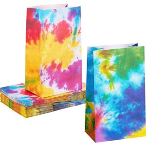 zonon 24 pcs tie dye paper bags camouflage treat bags goody bags retro gift bags colorful party paper bags tie dye party accessories party favor decoration supplies for birthday party(classic style)