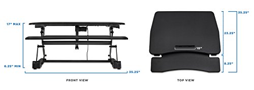 Mount-It! Electric Standing Desk Converter | Motorized Sit Stand Desk with Built in USB Port | Ergonomic Height Adjustable Workstation | Black (MI-7927E)