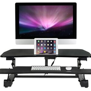 Mount-It! Electric Standing Desk Converter | Motorized Sit Stand Desk with Built in USB Port | Ergonomic Height Adjustable Workstation | Black (MI-7927E)