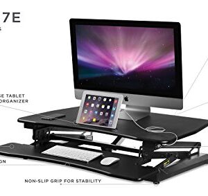 Mount-It! Electric Standing Desk Converter | Motorized Sit Stand Desk with Built in USB Port | Ergonomic Height Adjustable Workstation | Black (MI-7927E)