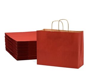 red gift bags with handles – 16x6x12 inch 100 pack large kraft paper shopping bags for christmas & holiday, birthdays, retail, small business & boutiques, gift wrapping, wedding favors, in bulk
