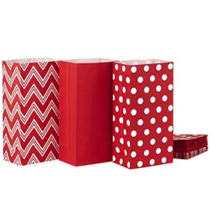 Hallmark Red Party Favor and Wrapped Treat Bags, Assorted Designs (30 Ct., 10 Each of Chevron, White Dots, Solid) for Christmas, Valentines Day, Sweetest Day, May Day, Mothers Day, Care Packages