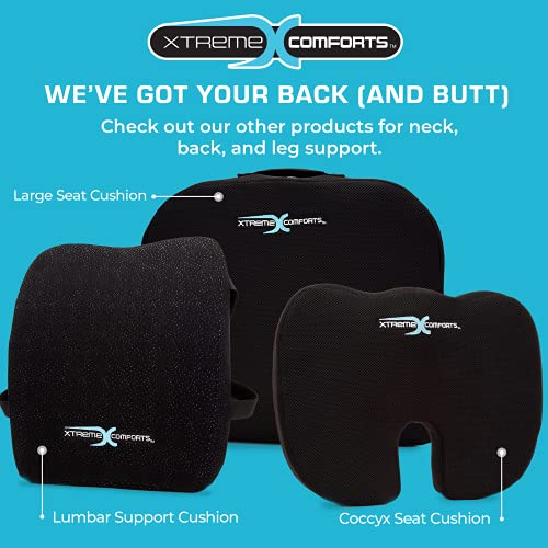 Xtreme Comforts Seat Cushion, Office Chair Cushions - Pack of 1 Padded Foam Cushion w/ Handle for Desk, Wheelchair & Car Use - Back Support Pillow for Chair ﻿- Travel Bag Included