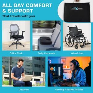 Xtreme Comforts Seat Cushion, Office Chair Cushions - Pack of 1 Padded Foam Cushion w/ Handle for Desk, Wheelchair & Car Use - Back Support Pillow for Chair ﻿- Travel Bag Included