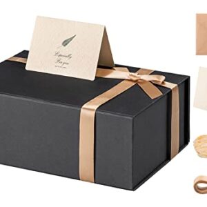 LIFELUM Black Gift Box 13 x 10 x 5 inch Large Gift Box with Lid Magnetic Gift Boxes for Presents Contains Card, Ribbon, Shredded Paper Filler Gift Box for Valentine's Day (1 Pcs