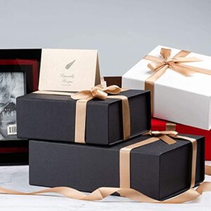 LIFELUM Black Gift Box 13 x 10 x 5 inch Large Gift Box with Lid Magnetic Gift Boxes for Presents Contains Card, Ribbon, Shredded Paper Filler Gift Box for Valentine's Day (1 Pcs