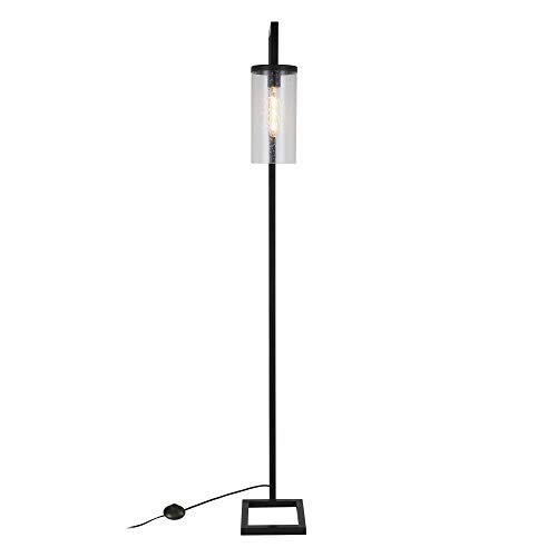 Henn&Hart 67.75" Tall Floor Lamp with Glass Shade in Blackened Bronze/Seeded, Floor Lamp for Home Office, Bedroom, Living Room