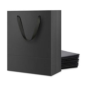 JINMING 12 Large Gift Bags 10x4.5x11 Inches, Matte Black Gift Bags, Premium Gift Bags with Handles for All Occasions