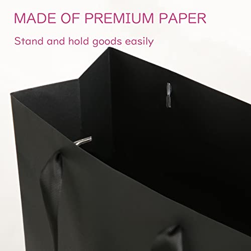 JINMING 12 Large Gift Bags 10x4.5x11 Inches, Matte Black Gift Bags, Premium Gift Bags with Handles for All Occasions